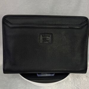 Burberry Nova Check Black Pebbled Leather Clutch